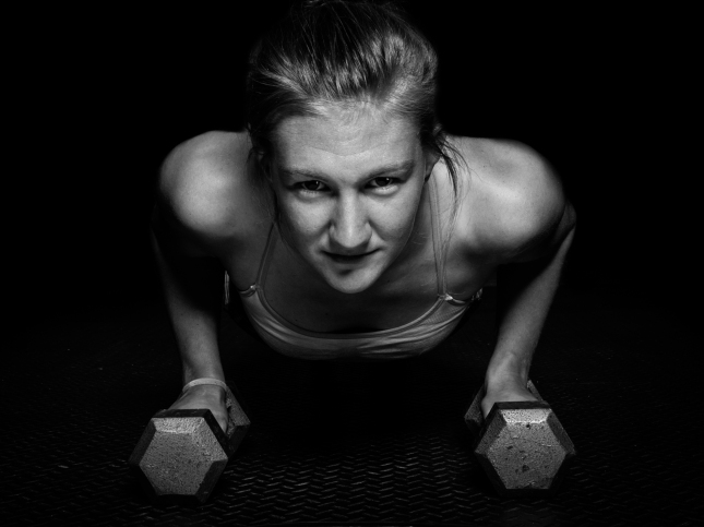 Black and white fitness portrait