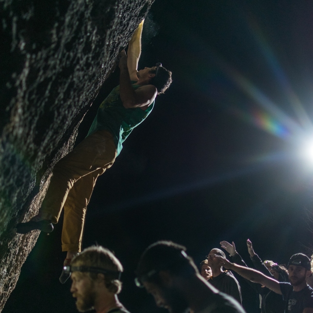 Climber at night photo by Josh King